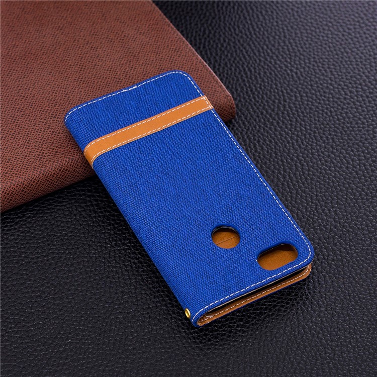 Jean Cloth PU Leather Mobile Phone Cover with Stand for Huawei P9 lite mini/Y6 Pro (2017)/Enjoy 7 - Baby Blue-5