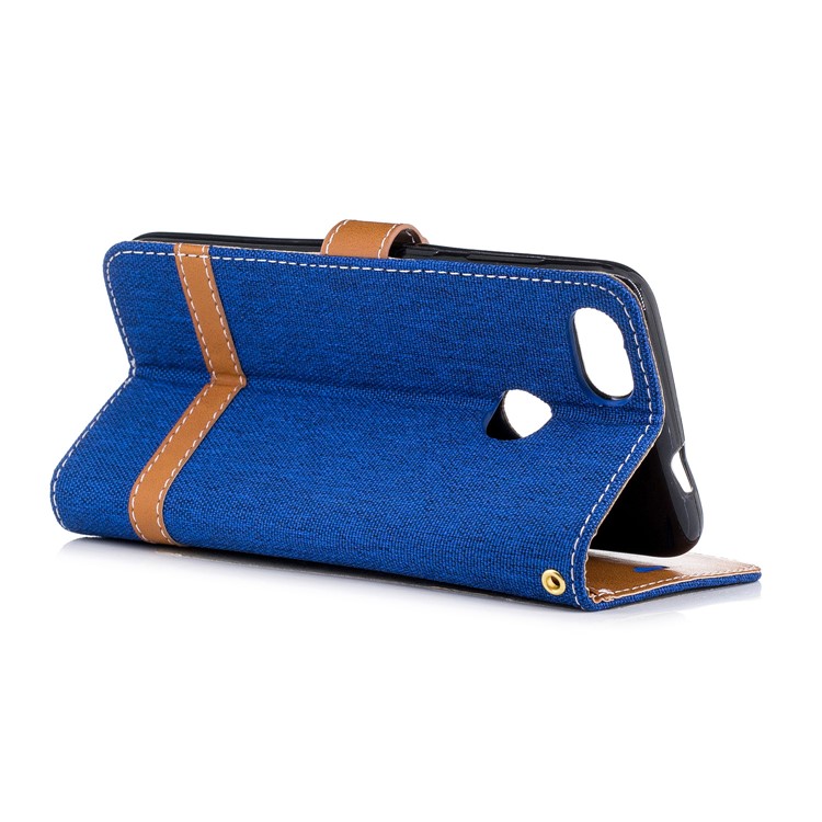 Jean Cloth PU Leather Mobile Phone Cover with Stand for Huawei P9 lite mini/Y6 Pro (2017)/Enjoy 7 - Baby Blue-6