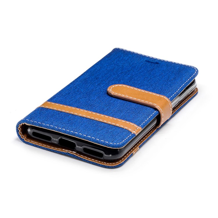 Jean Cloth PU Leather Mobile Phone Cover with Stand for Huawei P9 lite mini/Y6 Pro (2017)/Enjoy 7 - Baby Blue-8
