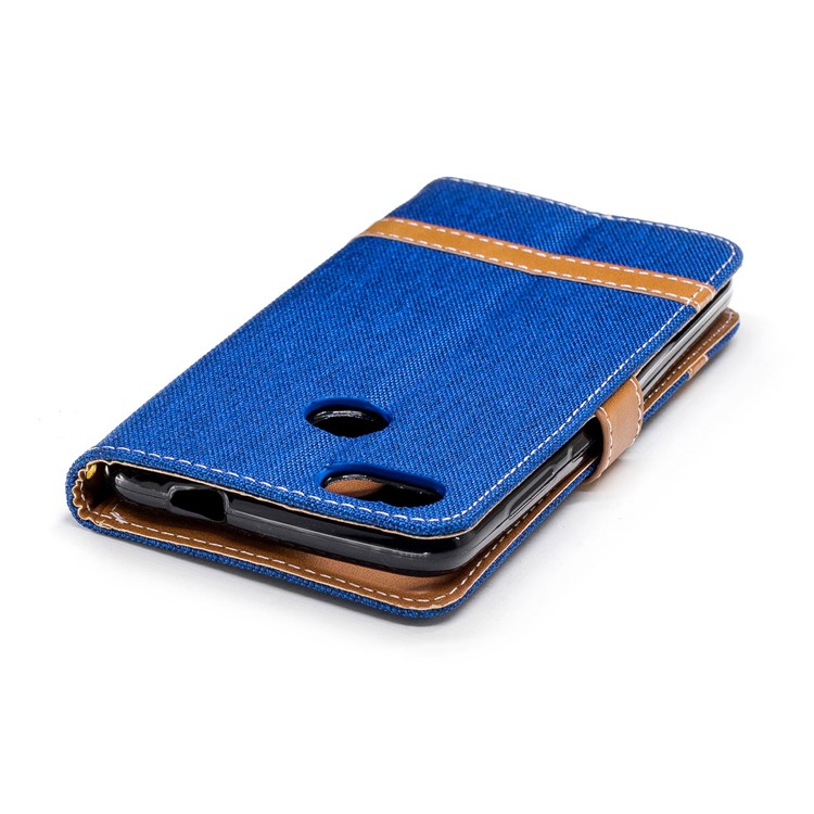 Jean Cloth PU Leather Mobile Phone Cover with Stand for Huawei P9 lite mini/Y6 Pro (2017)/Enjoy 7 - Baby Blue-9