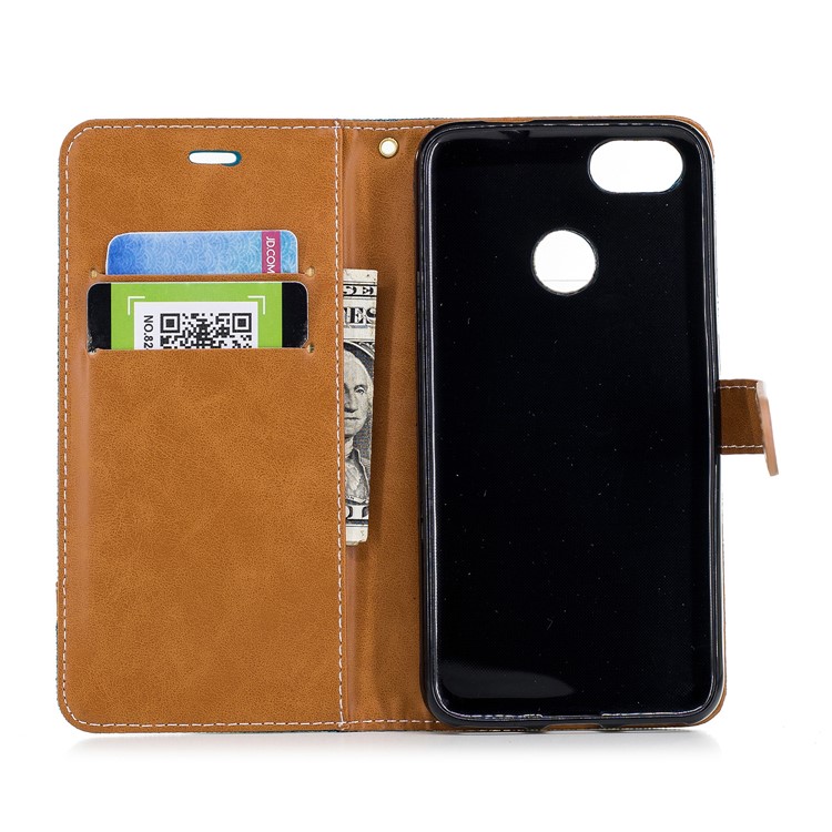 Jean Cloth PU Leather Wallet Stand Mobile Shell for Huawei P9 lite mini/Y6 Pro (2017)/Enjoy 7 - Purple-10