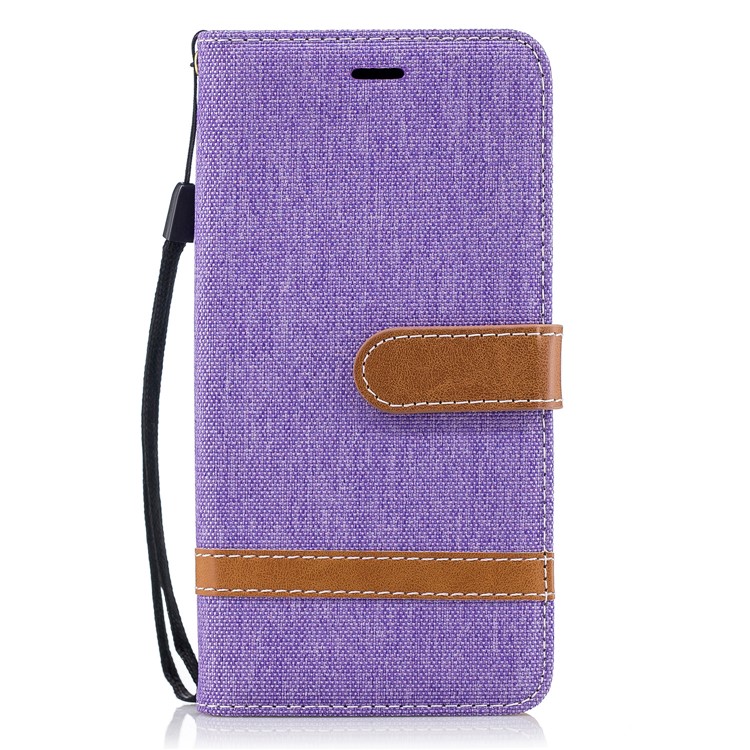 Jean Cloth PU Leather Wallet Stand Mobile Shell for Huawei P9 lite mini/Y6 Pro (2017)/Enjoy 7 - Purple-2