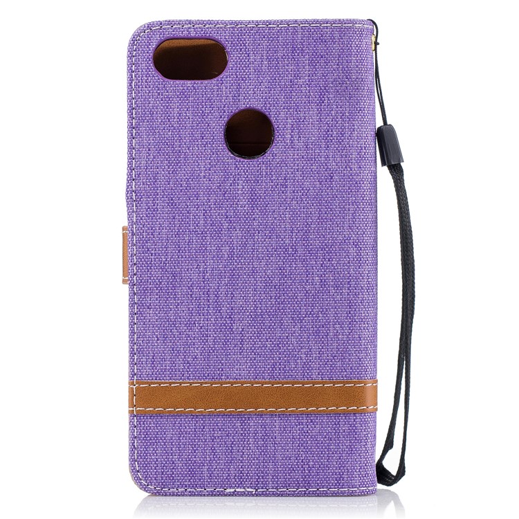 Jean Cloth PU Leather Wallet Stand Mobile Shell for Huawei P9 lite mini/Y6 Pro (2017)/Enjoy 7 - Purple-3