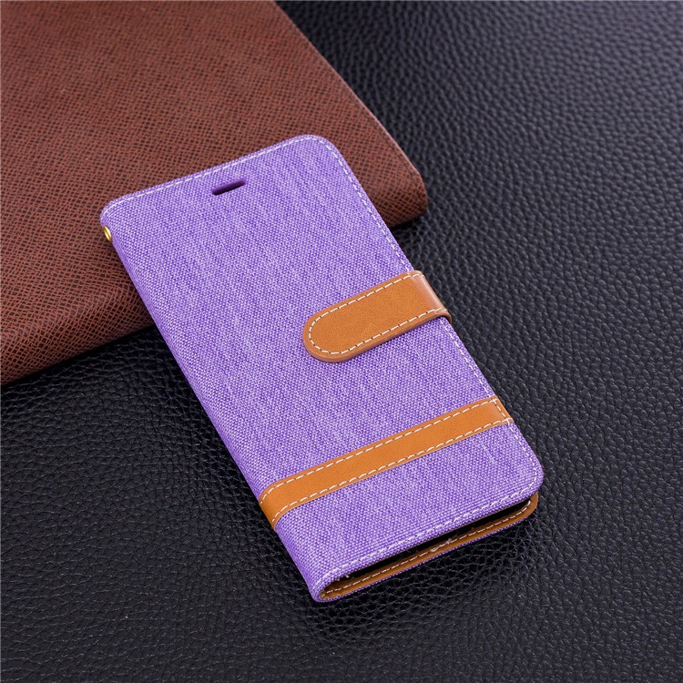 Jean Cloth PU Leather Wallet Stand Mobile Shell for Huawei P9 lite mini/Y6 Pro (2017)/Enjoy 7 - Purple-4
