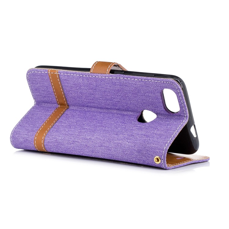 Jean Cloth PU Leather Wallet Stand Mobile Shell for Huawei P9 lite mini/Y6 Pro (2017)/Enjoy 7 - Purple-6