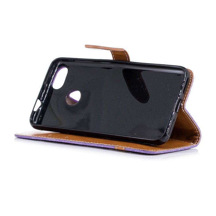 Jean Cloth PU Leather Wallet Stand Mobile Shell for Huawei P9 lite mini/Y6 Pro (2017)/Enjoy 7 - Purple-7