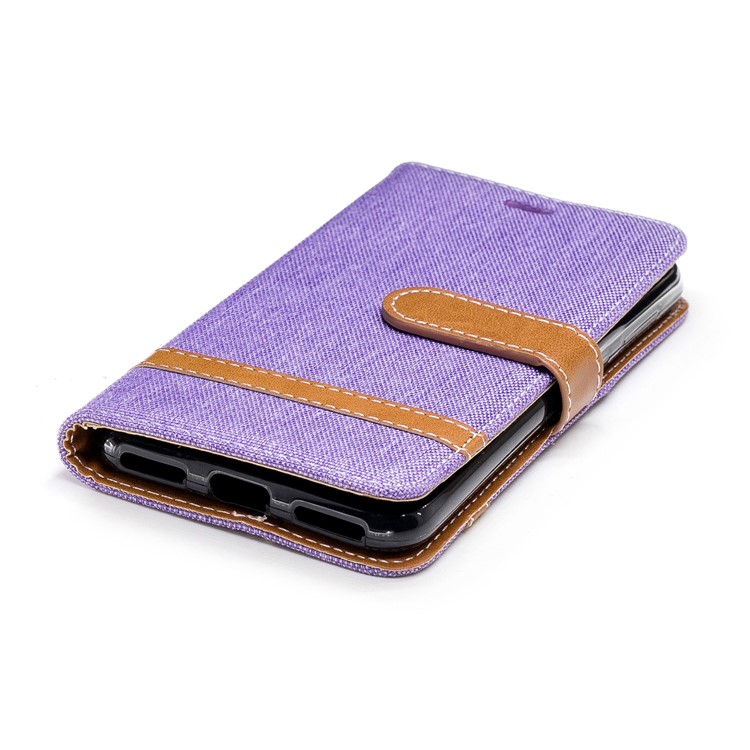 Jean Cloth PU Leather Wallet Stand Mobile Shell for Huawei P9 lite mini/Y6 Pro (2017)/Enjoy 7 - Purple-8