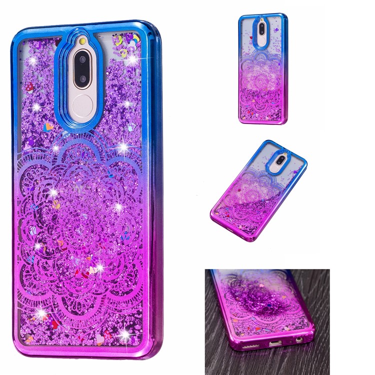 Dynamic Quicksand Plated TPU Gel Cover for Huawei Mate 10 Lite / nova 2i - Lotus Flower-1