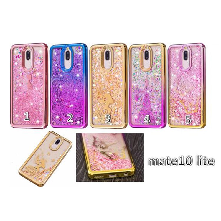 Dynamic Quicksand Plated TPU Gel Cover for Huawei Mate 10 Lite / nova 2i - Lotus Flower-9