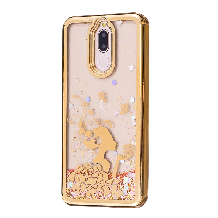 Flowing Quicksand Plated TPU Cell Phone Cover for Huawei Mate 10 Lite / nova 2i - Beauty and Butterflies-2