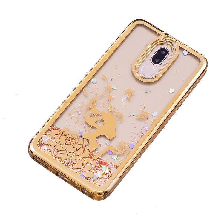 Flowing Quicksand Plated TPU Cell Phone Cover for Huawei Mate 10 Lite / nova 2i - Beauty and Butterflies-3