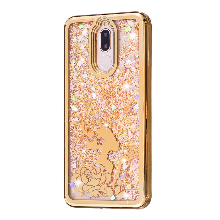 Flowing Quicksand Plated TPU Cell Phone Cover for Huawei Mate 10 Lite / nova 2i - Beauty and Butterflies-4