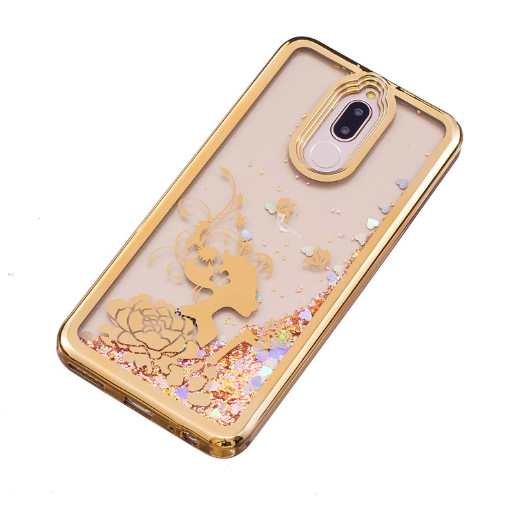Flowing Quicksand Plated TPU Cell Phone Cover for Huawei Mate 10 Lite / nova 2i - Beauty and Butterflies-5