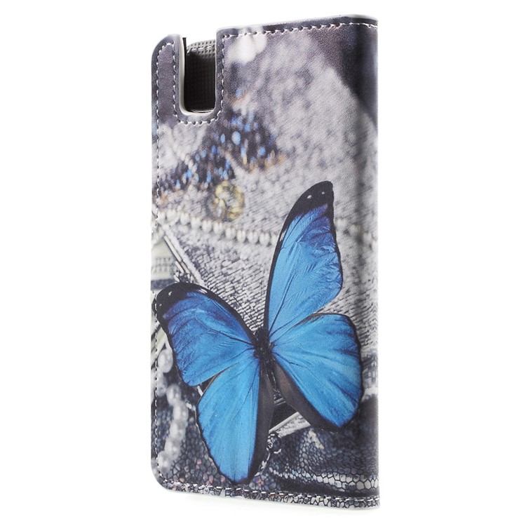 Wallet Leather Stand Cover for Huawei ShotX / Honor 7i - Blue Butterfly-2
