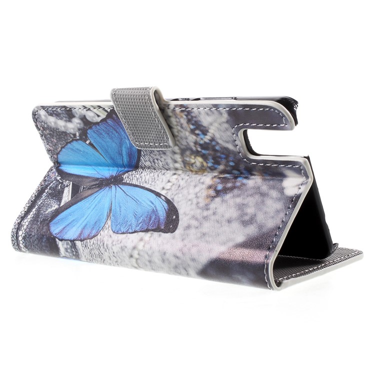 Wallet Leather Stand Cover for Huawei ShotX / Honor 7i - Blue Butterfly-3