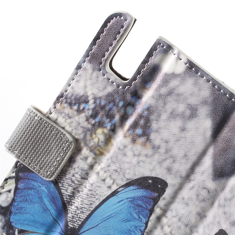 Wallet Leather Stand Cover for Huawei ShotX / Honor 7i - Blue Butterfly-6