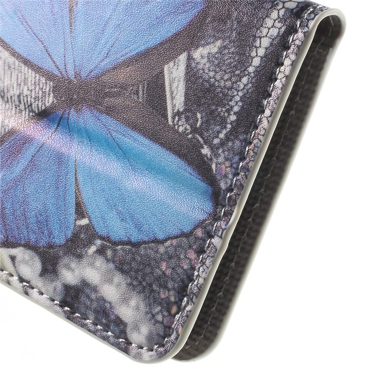 Wallet Leather Stand Cover for Huawei ShotX / Honor 7i - Blue Butterfly-8