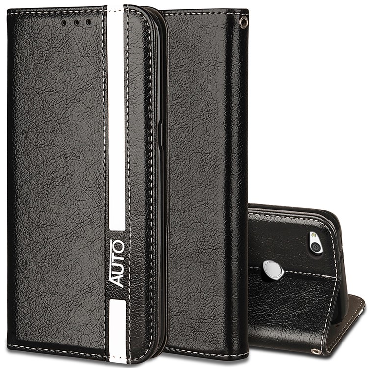 Business Style Auto-absorbed PU Leather Case with Card Slot for Huawei P8 Lite (2017)/Honor 8 Lite - Black-1