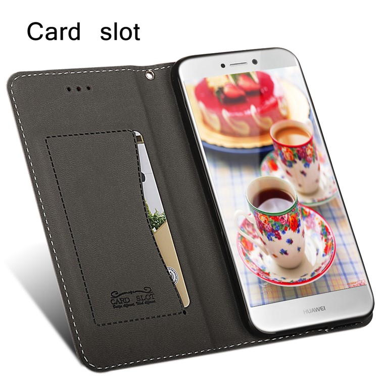 Business Style Auto-absorbed PU Leather Case with Card Slot for Huawei P8 Lite (2017)/Honor 8 Lite - Black-4