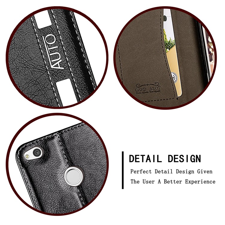 Business Style Auto-absorbed PU Leather Case with Card Slot for Huawei P8 Lite (2017)/Honor 8 Lite - Black-7