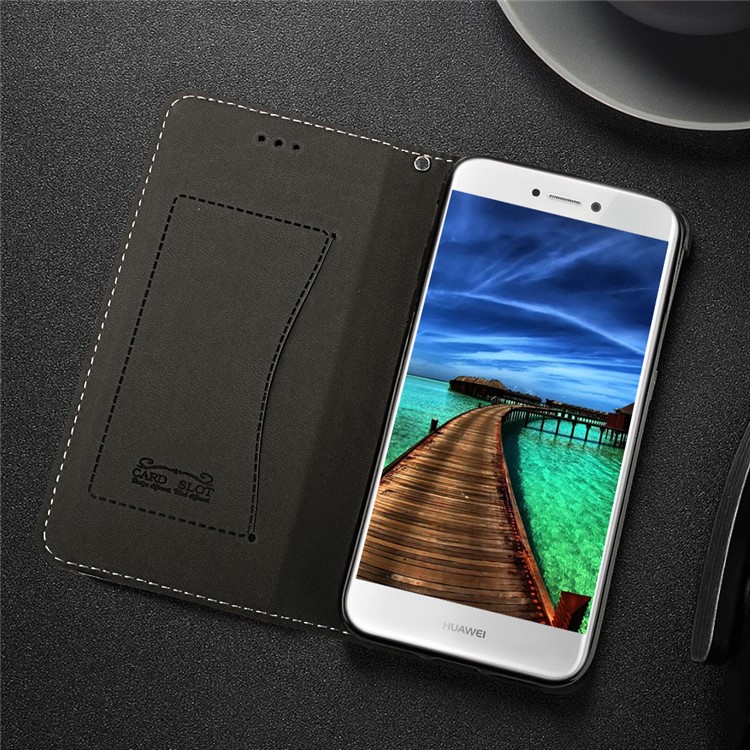 Business Style Auto-absorbed PU Leather Case with Card Slot for Huawei P8 Lite (2017)/Honor 8 Lite - Black-9