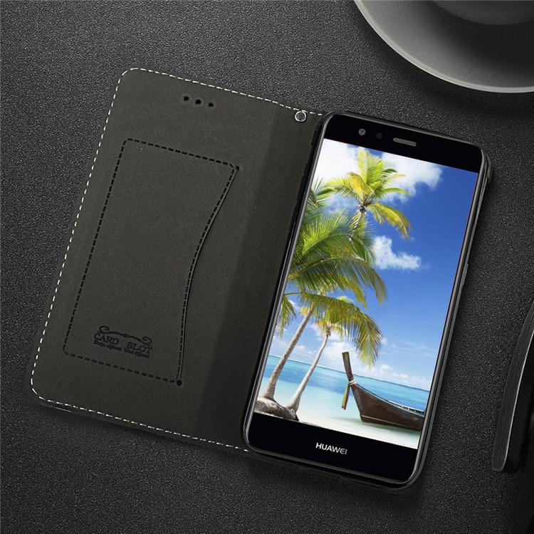 Flip PU Leather Card Holder Stand Case with Magnetic Closure for Huawei P10 Lite 2017 - Black-10
