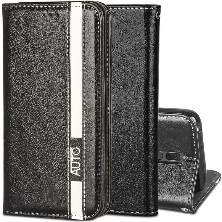 Business Style Auto-absorbed PU Leather Case with Card Slot for Huawei Mate 10 Lite / nova 2i / Maimang 6 / Honor 9i (India) - Black-1