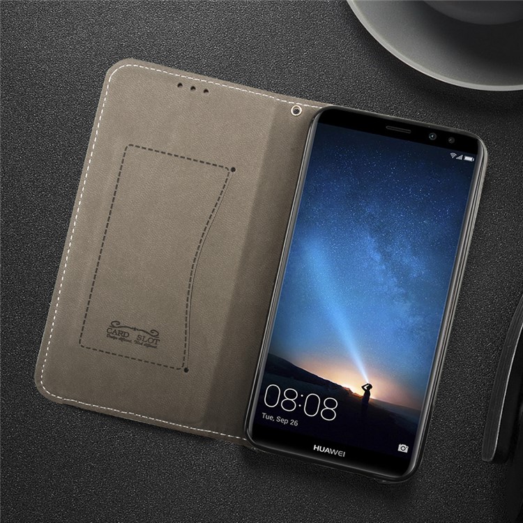 Business Style Auto-absorbed PU Leather Case with Card Slot for Huawei Mate 10 Lite / nova 2i / Maimang 6 / Honor 9i (India) - Black-10