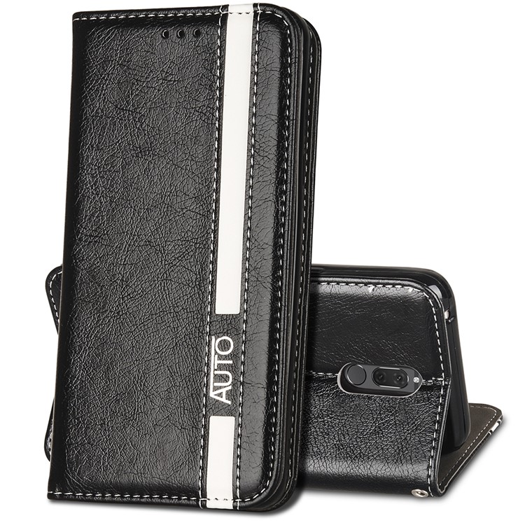 Business Style Auto-absorbed PU Leather Case with Card Slot for Huawei Mate 10 Lite / nova 2i / Maimang 6 / Honor 9i (India) - Black-2