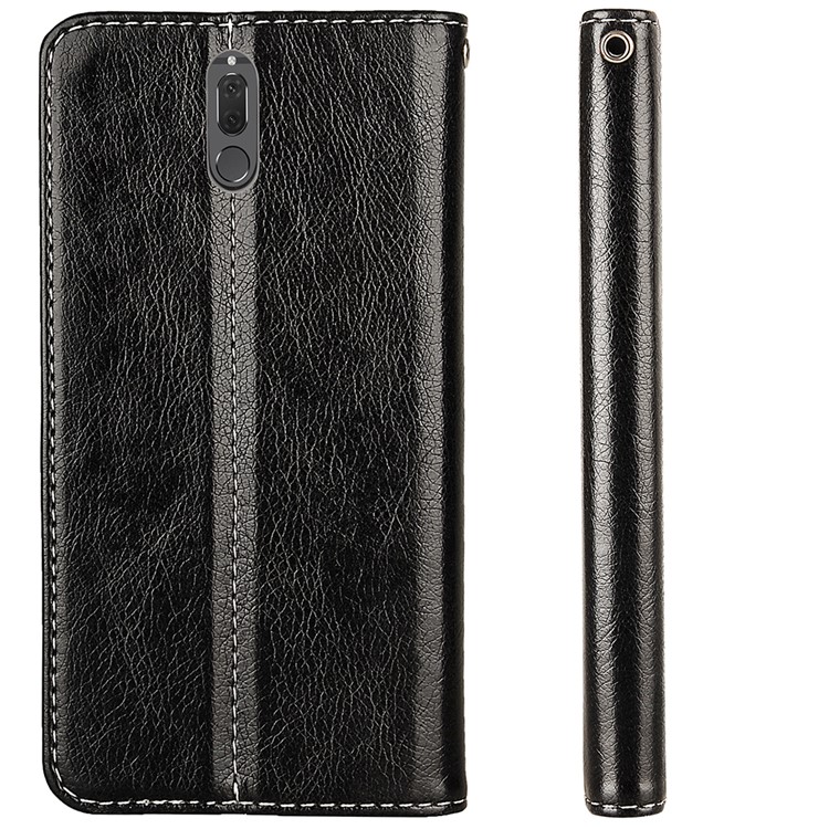 Business Style Auto-absorbed PU Leather Case with Card Slot for Huawei Mate 10 Lite / nova 2i / Maimang 6 / Honor 9i (India) - Black-3