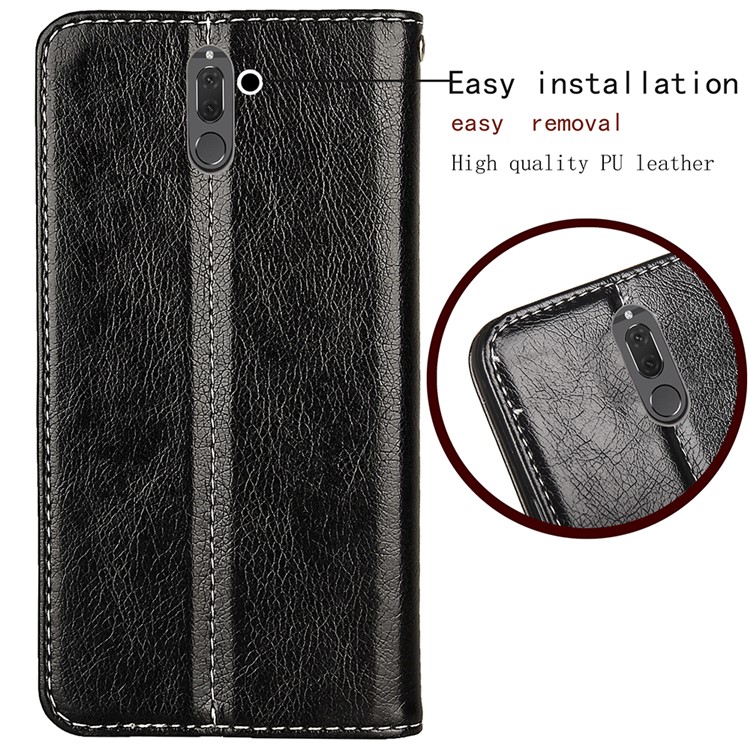 Business Style Auto-absorbed PU Leather Case with Card Slot for Huawei Mate 10 Lite / nova 2i / Maimang 6 / Honor 9i (India) - Black-4