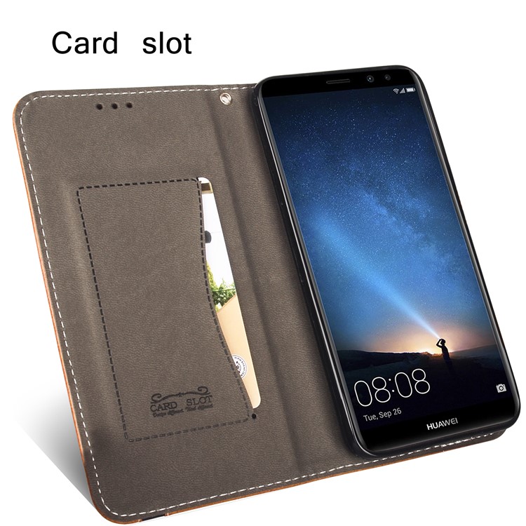 Business Style Auto-absorbed PU Leather Case with Card Slot for Huawei Mate 10 Lite / nova 2i / Maimang 6 / Honor 9i (India) - Black-8