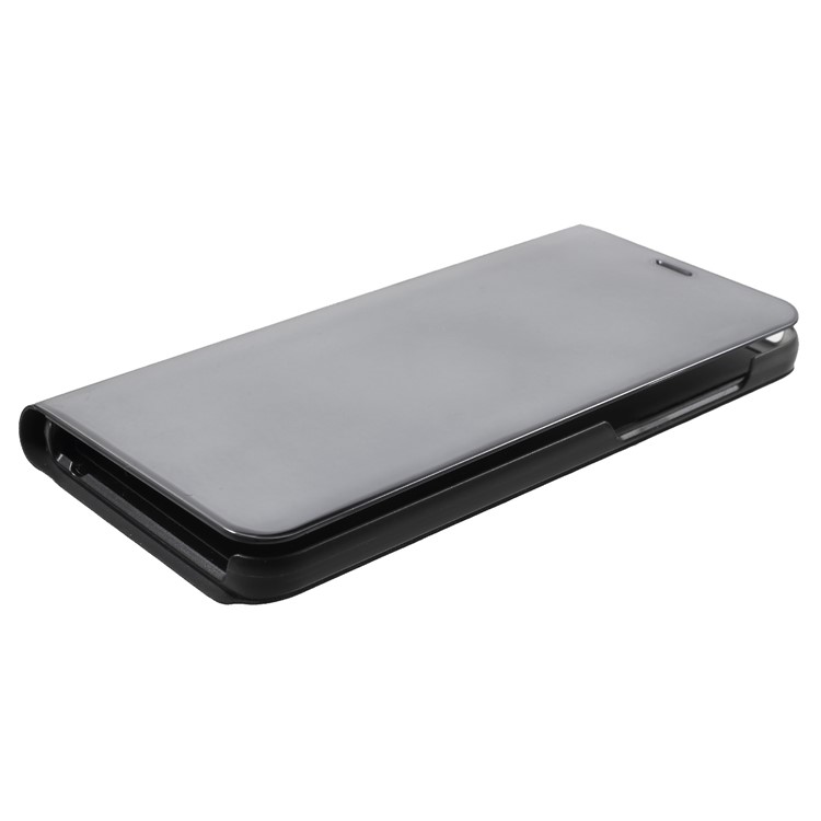 Plated Mirror Surface Information View Stand Leather Smart Case for Huawei Mate 10 Lite/nova 2i/Maimang 6/Honor 9i (India) - Black-4