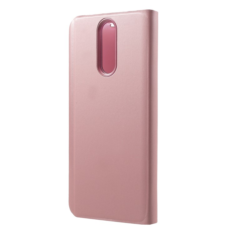 Informations Sur La Surface Du Miroir Plaqué Vue Stand Stand Smart Cover Pour Huawei Mate 10 Lite / Nova 2i / Maimang 6 / Honor 9i (Inde) - Or Rose-2