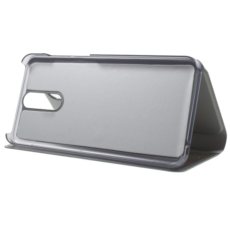 Plated Mirror Surface Information View Stand Leather Smart Shell for Huawei Mate 10 Lite/nova 2i/Maimang 6/Honor 9i (India) - Grey-4