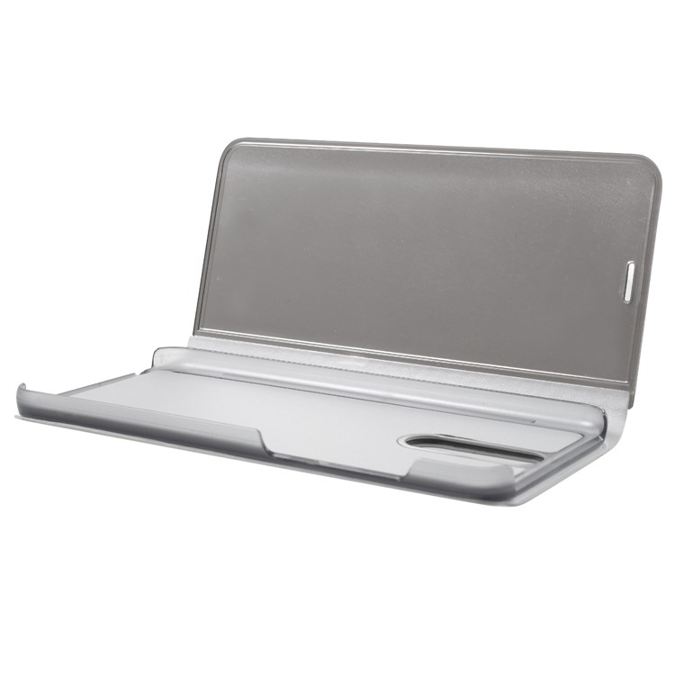 Plated Mirror Surface Information View Stand Leather Smart Shell for Huawei Mate 10 Lite/nova 2i/Maimang 6/Honor 9i (India) - Grey-6