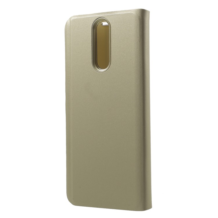 Plated Mirror Surface Information View Stand Leather Smart Casing for Huawei Mate 10 Lite/nova 2i/Maimang 6/Honor 9i (India) - Gold-2