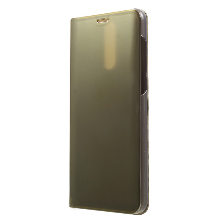 Plated Mirror Surface Information View Stand Leather Smart Casing for Huawei Mate 10 Lite/nova 2i/Maimang 6/Honor 9i (India) - Gold-3