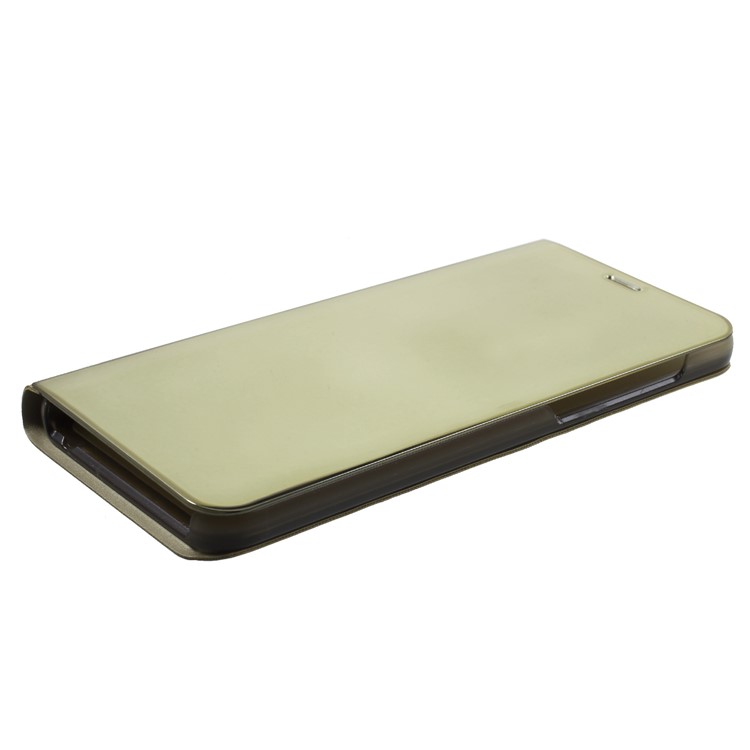 Plated Mirror Surface Information View Stand Leather Smart Casing for Huawei Mate 10 Lite/nova 2i/Maimang 6/Honor 9i (India) - Gold-4