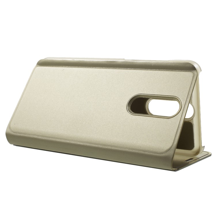 Plated Mirror Surface Information View Stand Leather Smart Casing for Huawei Mate 10 Lite/nova 2i/Maimang 6/Honor 9i (India) - Gold-6