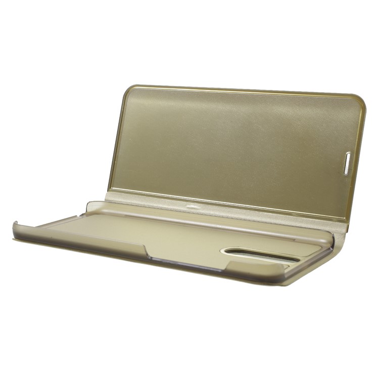 Plated Mirror Surface Information View Stand Leather Smart Casing for Huawei Mate 10 Lite/nova 2i/Maimang 6/Honor 9i (India) - Gold-7
