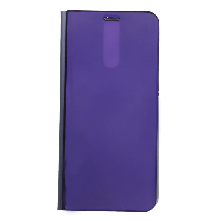 Plated Mirror Surface Information View Stand Leather Smart Cell Phone Case for Huawei Mate 10 Lite/nova 2i/Maimang 6/Honor 9i (India) - Purple-1