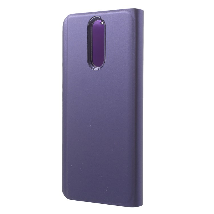 Plated Mirror Surface Information View Stand Leather Smart Cell Phone Case for Huawei Mate 10 Lite/nova 2i/Maimang 6/Honor 9i (India) - Purple-2