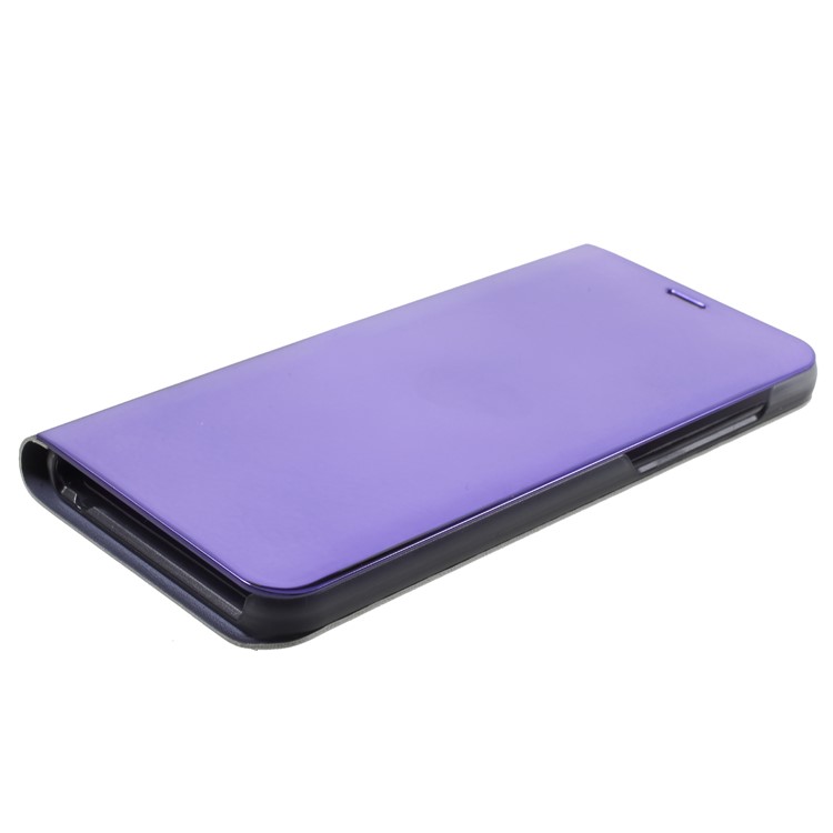 Plated Mirror Surface Information View Stand Leather Smart Cell Phone Case for Huawei Mate 10 Lite/nova 2i/Maimang 6/Honor 9i (India) - Purple-4