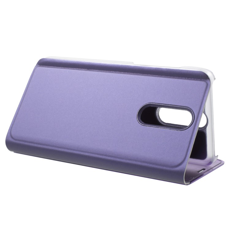 Plated Mirror Surface Information View Stand Leather Smart Cell Phone Case for Huawei Mate 10 Lite/nova 2i/Maimang 6/Honor 9i (India) - Purple-6