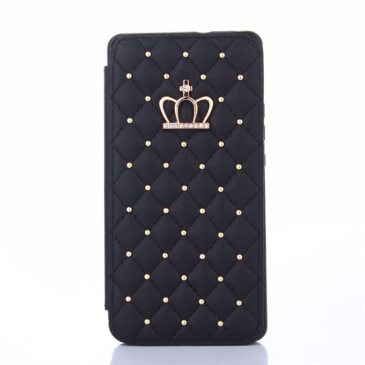Crown Grid Pattern Leather Card Holder Stand Case for Huawei P9 Lite / G9 Lite - Black-2