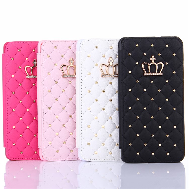 Crown Grid Pattern Leather Card Holder Stand Case for Huawei P9 Lite / G9 Lite - Black-6