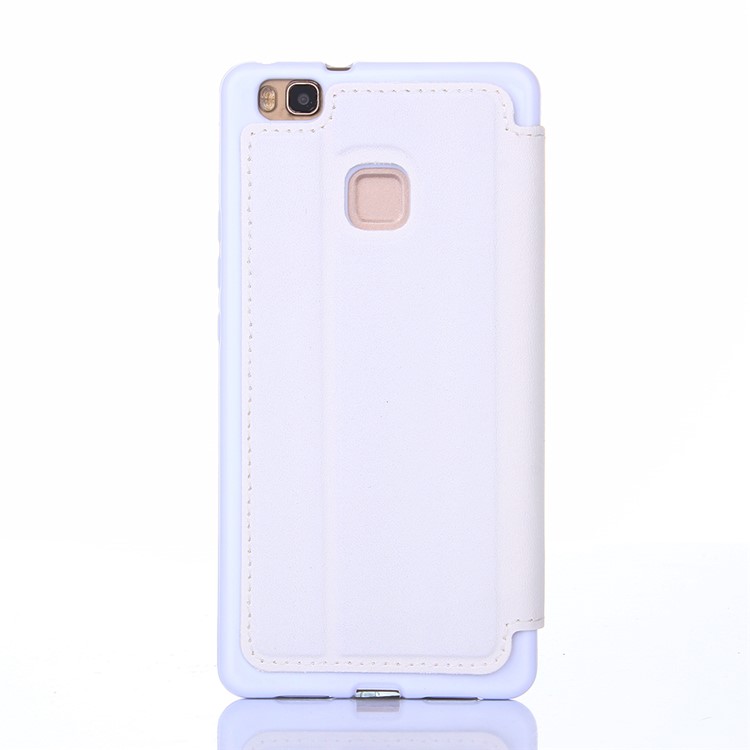Crown Grid Pattern Leather Card Holder Stand Cover for Huawei P9 Lite / G9 Lite - White-3