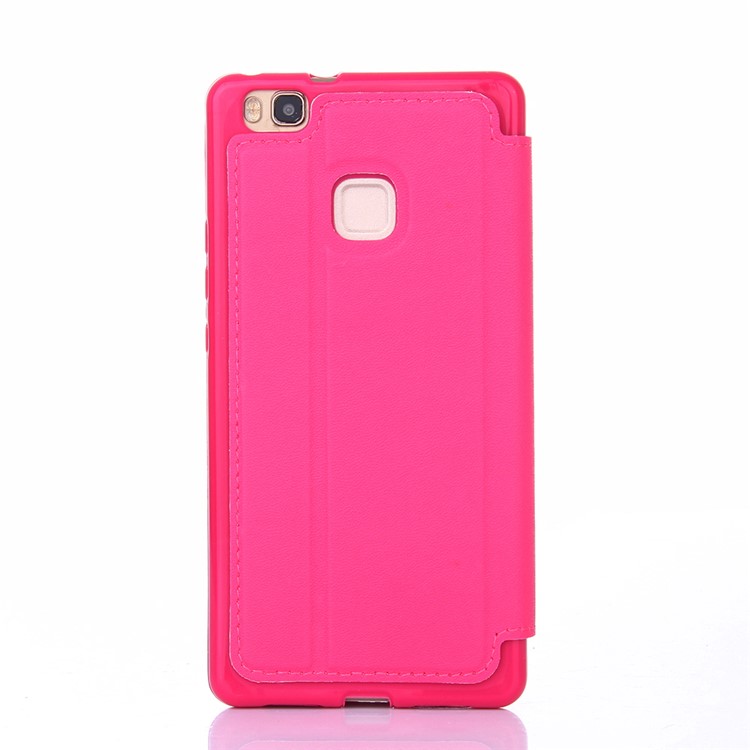 Crown Grid Pattern Leather Card Holder Stand Casing for Huawei P9 Lite / G9 Lite - Rose-3