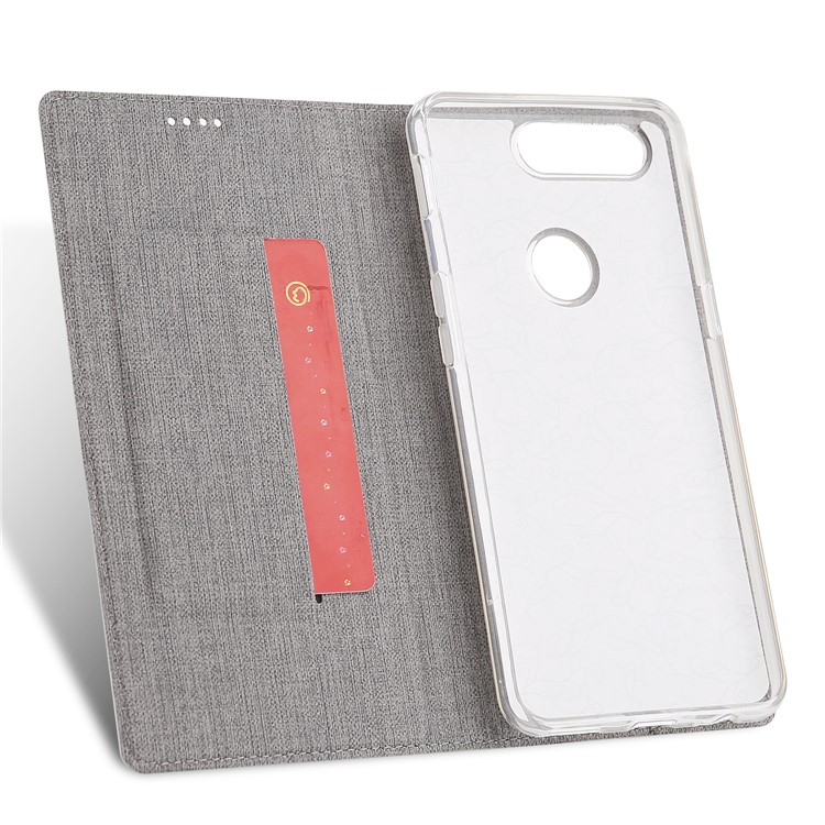 VILI DMX Cross Texture Card Holder Leather Stand Cover for Huawei Honor 9 Lite/Honor 9 Youth Edition - Grey-11